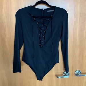 Black body suit lace up